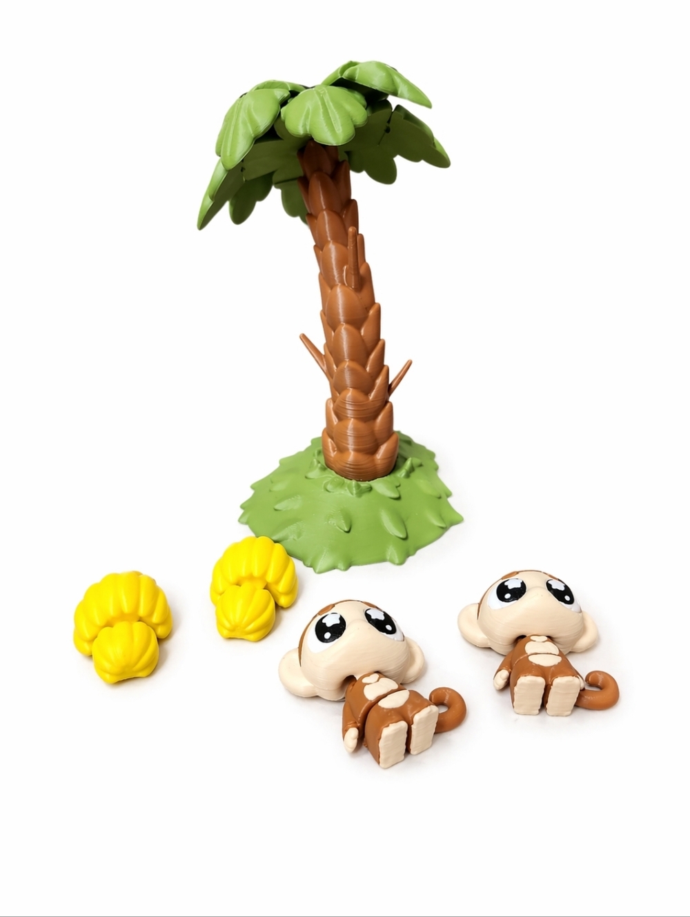 Monkey Figurine Set – 3D Printed In-House with Palm Tree & Bananas - Picture 3 of 4